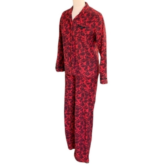 Jacyln Smith Women Soft Cozy Pajama Shirt and Pants Set Sz M Red Black #251i - Picture 2 of 7